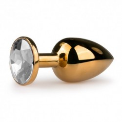 Puntige Gouden Buttplug Met Steen - Transparant